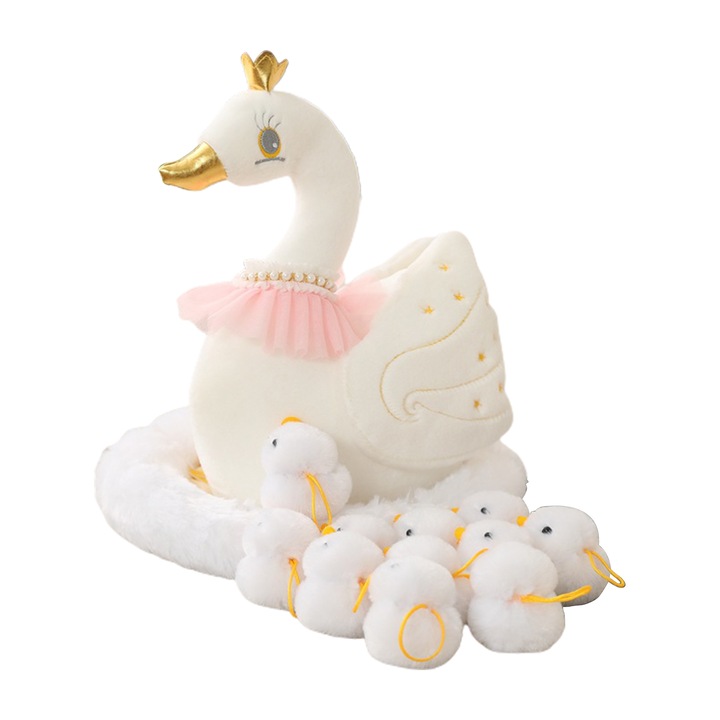 Комплект плюшени играчки, майка лебед с малки, великденски подарък, рожден ден