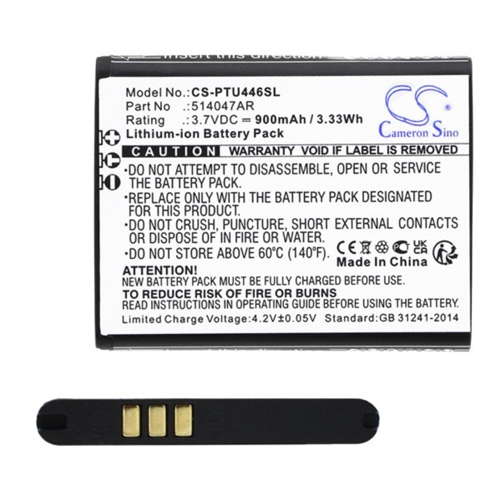 Akkumulátor, kompatibilis Cameron sino li-ion akku (3,7v/900mAh, panasonic 514047ar kompatibilis) fekete, gyártói csomagolás
