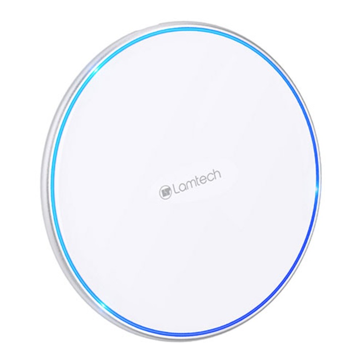 Incarcator wireless Lamtech, 15W, Alb