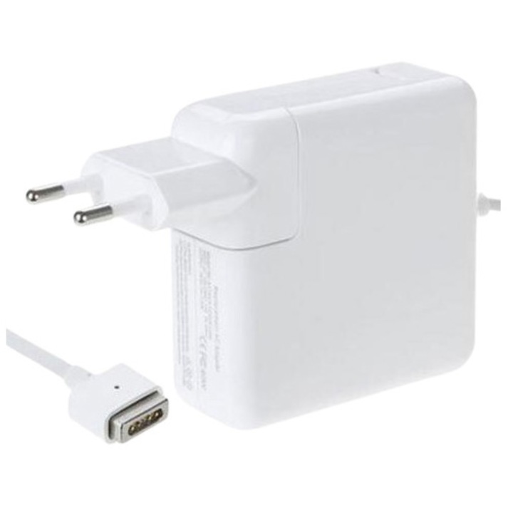 Magsafe 2 Lamtech hálózati töltő, iPad és Macbook kompatibilis, "T" típusú, 60 W, 16,5 V, 3,65 A, fehér