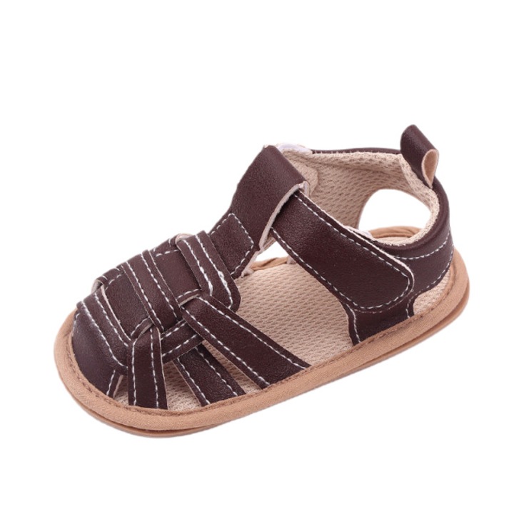 Sandale SuperBaby, Model Kevin, Uni, Casual, Piele ecologica, Baieti, Maro