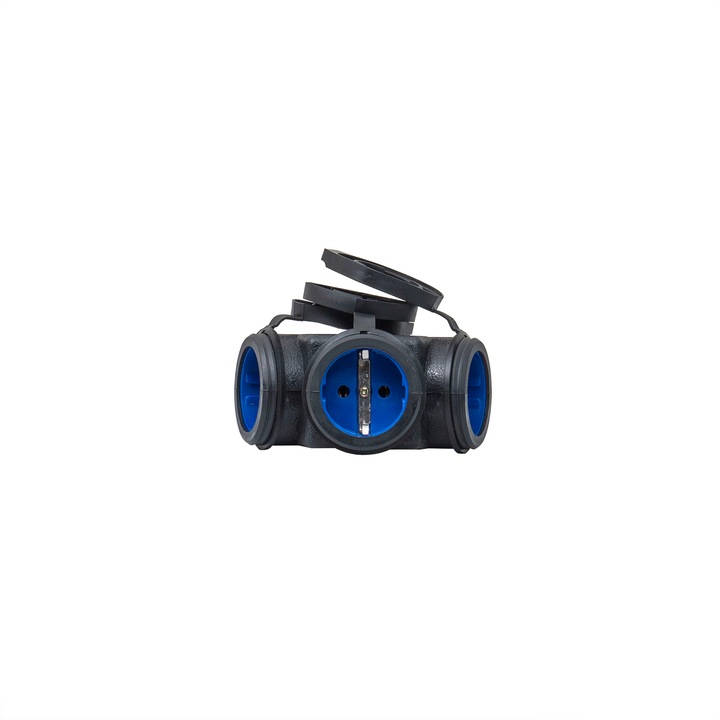 Cupla tripla din cauciuc, 16A, 250V, protectie IP44, Z-TOOLS / ZTS 8412