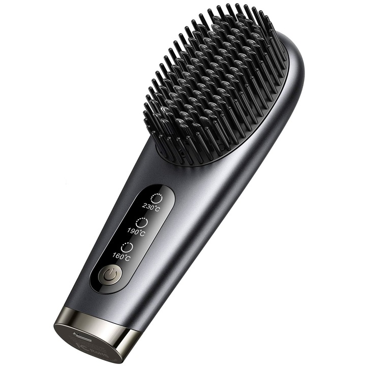 Eлектрическа четка, Кератиново керамично покритие, MCH усъвършенствана технология, Йонна технология, 6400mAh, Бързо нагряване