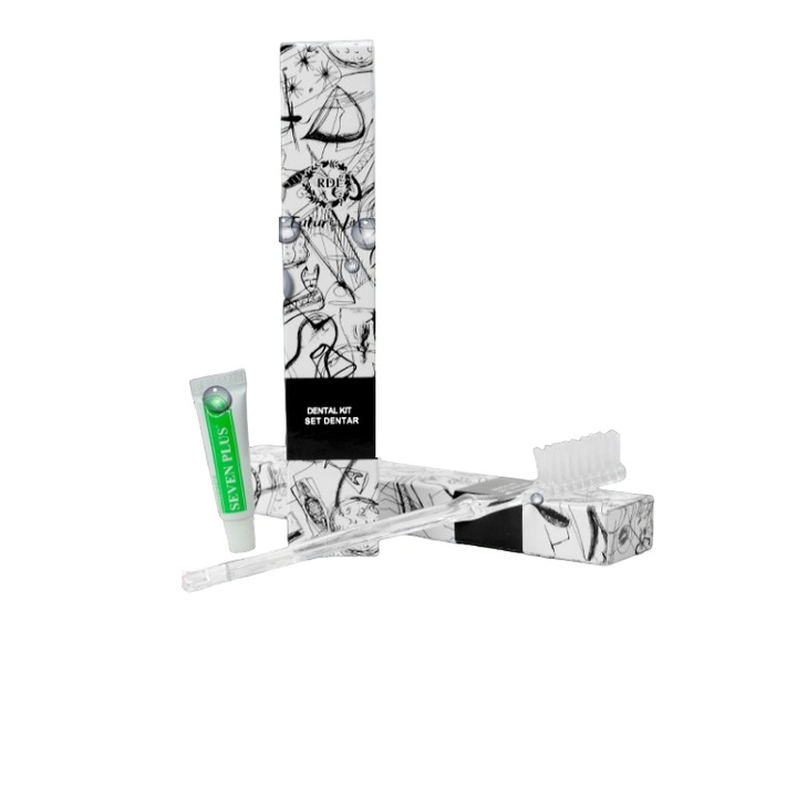 Szállodai fogmosó készlet, 50 db, Future Line RDI, fogkeféből és fogkrémből 5 g