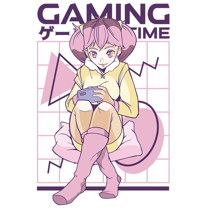 Sticker Cu Fata Par Roz, Tabel Statistica, Gamng, Jocuri Video, Self Love, Cadou Pentru Iubitorii De Anime, Multicolor, cu Margini Albe, PVC Vinyl 10 cm