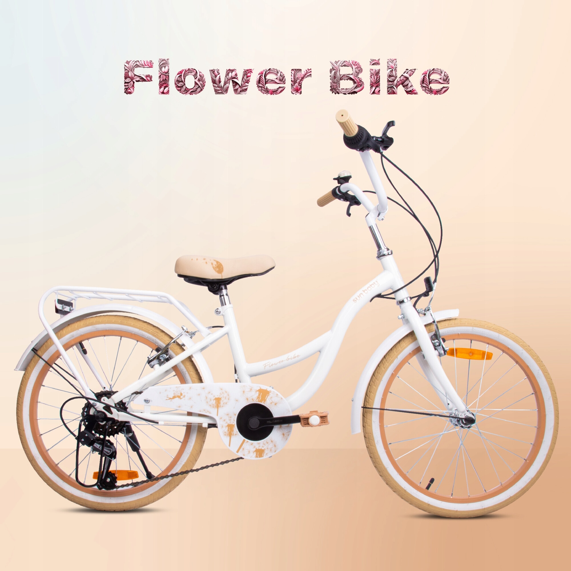 Bicicleta pentru fetite, Flower Bike, 20 inch, 6 viteze Shimano