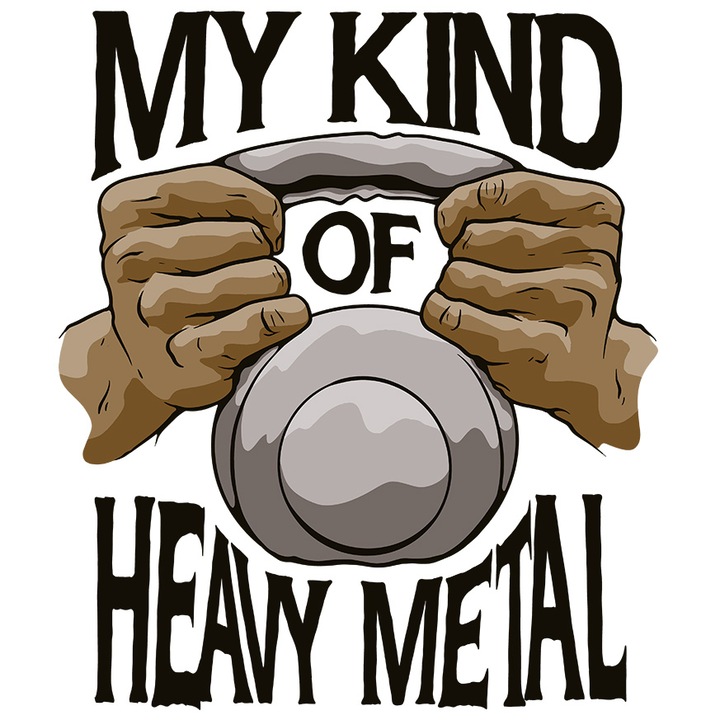 Sticker Cu Mesajul Motivational My Kind Of Heavy Metal, Fitness, Gym Gantere, Love Yurself, Iubitorii De Sport, cu Margini Albe, PVC Vinyl 10 cm