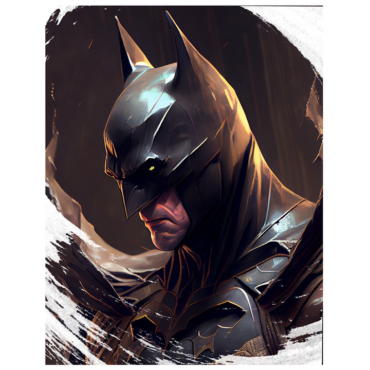 Sticker Cu Portret Batman, Masca, Marvel, Super Eroi, Desene Animate, Multicolor cu Margini Albe, PVC Vinyl 70 cm