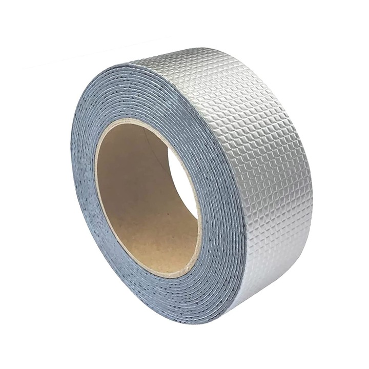 Banda adeziva pentru reparatii, Zola, din aluminiu si cauciuc, lungime 5 m, argintie