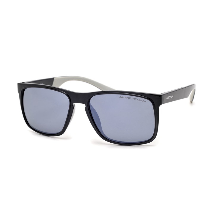 Ochelari sportivi, Arctica, Polarizati, protectie UV 400, rama negru\gri, lentile cu efect de oglinda albastru