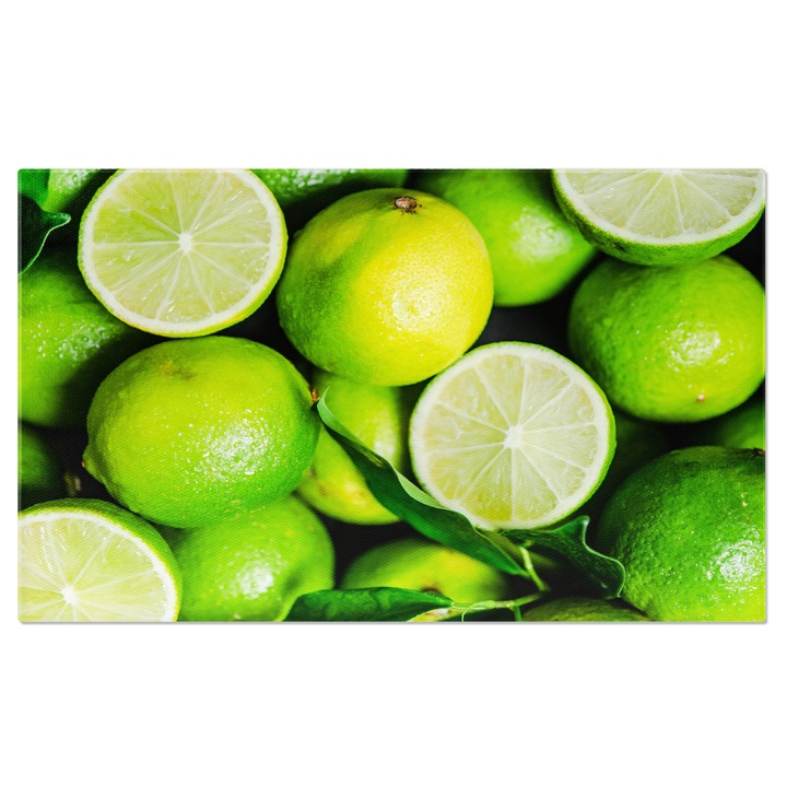 Tablou Canvas Prospetime Sus Lime Proaspete Vazute de Sus Gust si Vitamine in Fiecare Detaliu 140x90CM