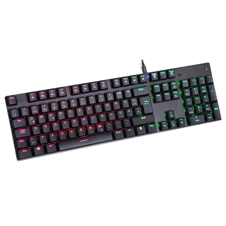 Гейминг клавиатура QttvbTna, RGB LED осветление, черна, USB-C