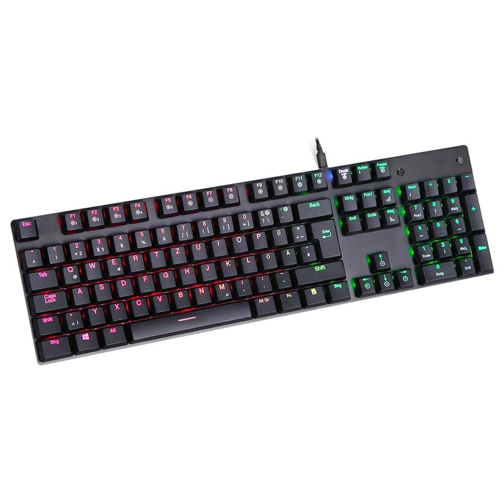 Гейминг клавиатура QttvbTna, RGB LED осветление, анти-прах, черна, USB-C