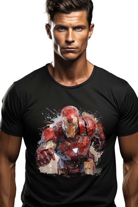 Мъжка тениска Iron Man, Отмъстители, Marvel, Любители на филми, Супергерои,, Черен
