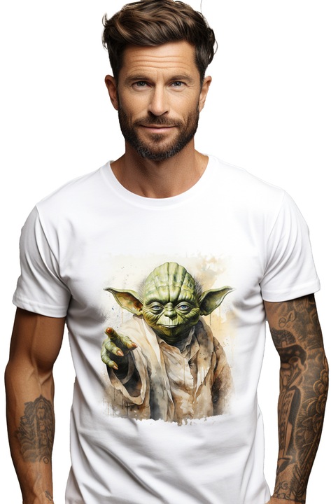 Мъжка тениска с Йода, Междузвездни войни, измислен герой, научна фантастика, джедай,, Бял