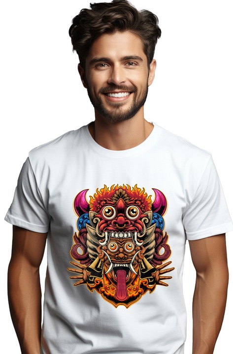 Мъжка тениска с тотем, майи, ръце, демони,, Бял