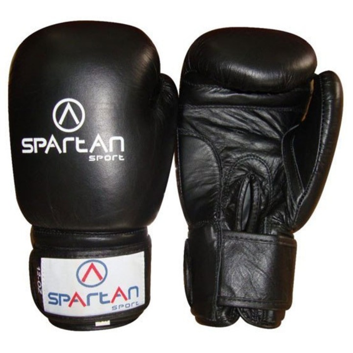 Боксови ръкавици, Spartan Sport, Кожа, черни, 12 oz