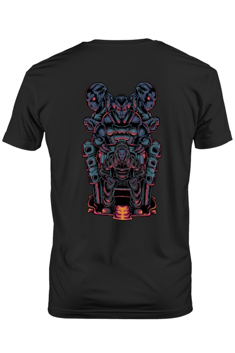 Мъжка тениска с трон, извънземни, лава, костюм, маска, SF, Тъмно черно