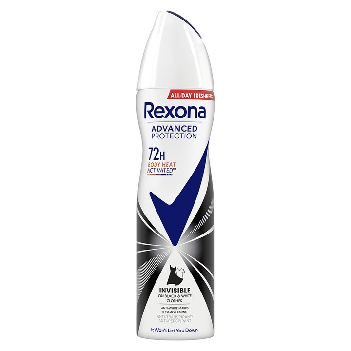 Deodorant Spray Advanced Protection Invisible Black&White 72h, Rexona, 150 ml