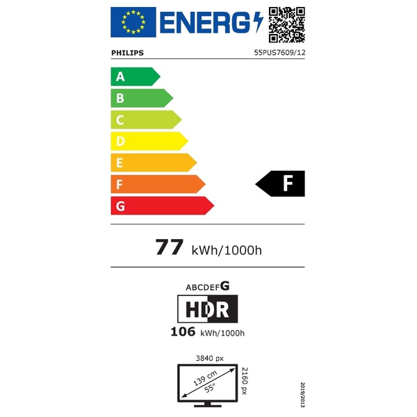 Televizor Philips LED 55PUS7609, 139 cm, Smart TV, 4K Ultra HD, Clasa F (Model 2024)