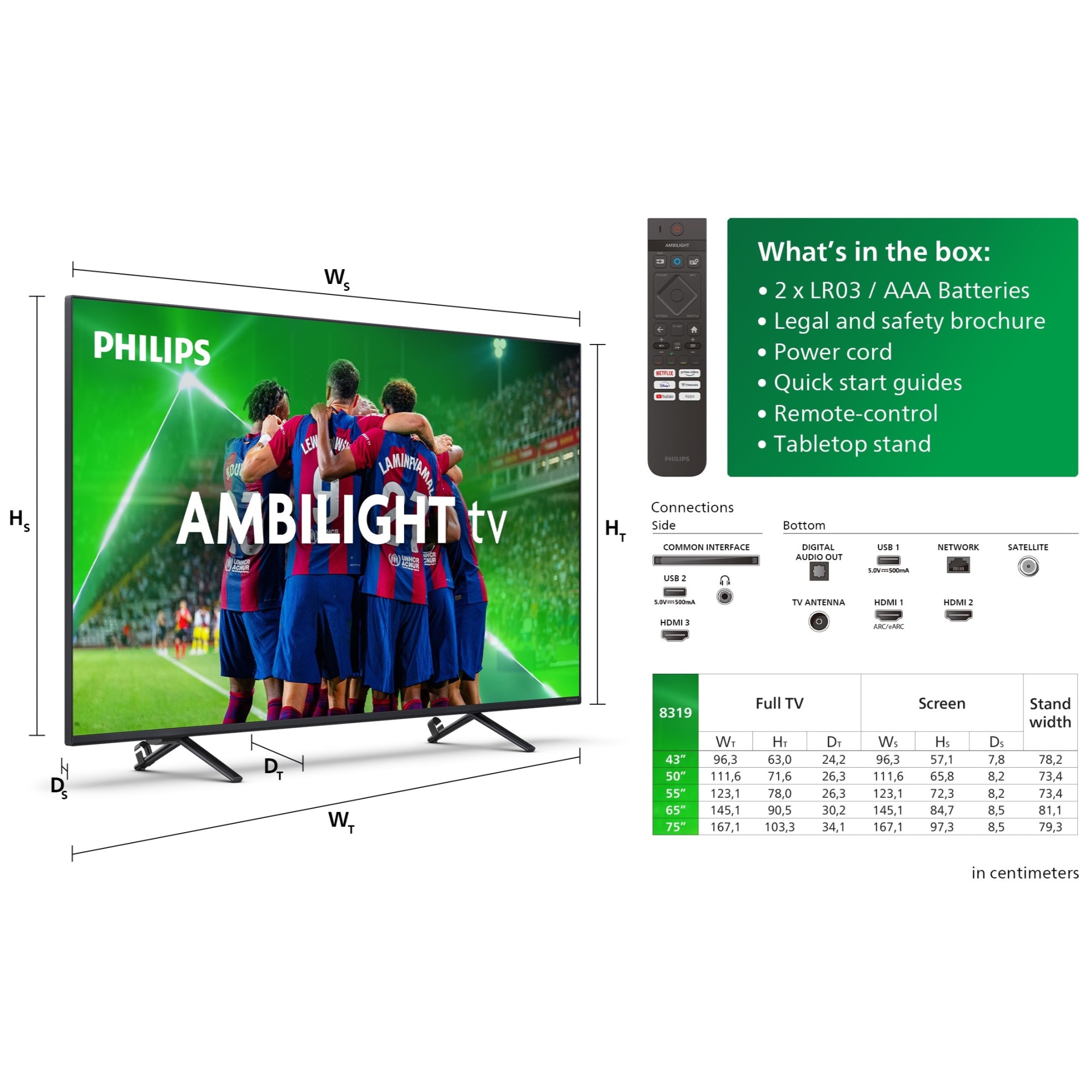 Телевизор Philips AMBILIGHT tv LED 65PUS8319, 65" (164 см), Smart TV ...