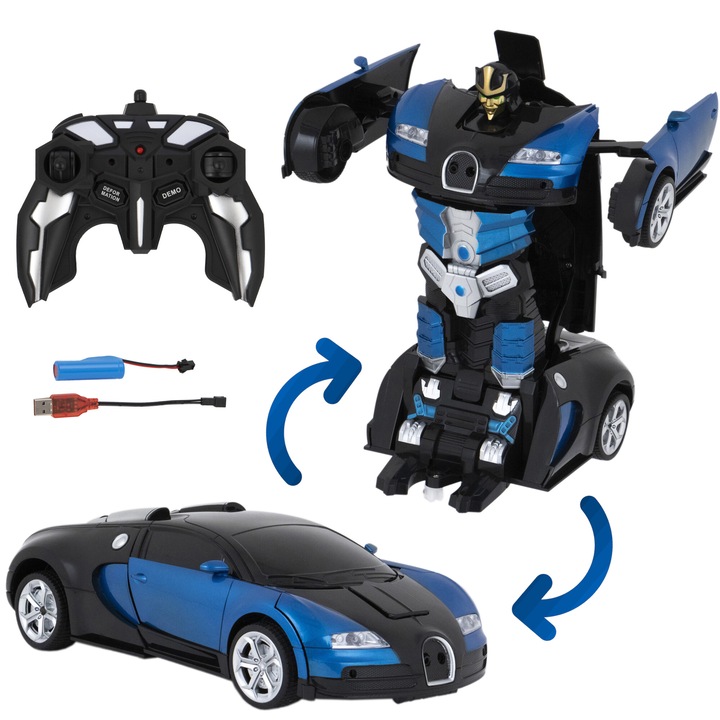 Количка RC Mappy 2 in 1, Трансформираща се, Син/Черен, 30 см