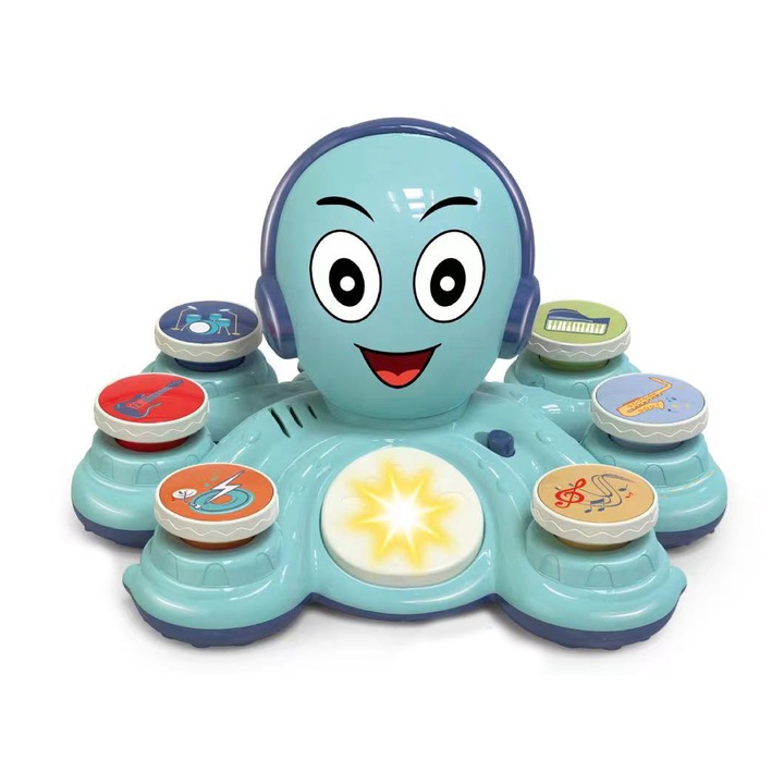 Интерактивна играчка Mappy Octopus с барабани и звуци, Син