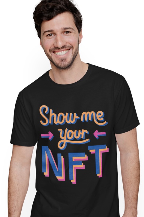Персонализирана мъжка тениска за инвеститори в незаменими токени, покажете ми своя NFT,, Черен
