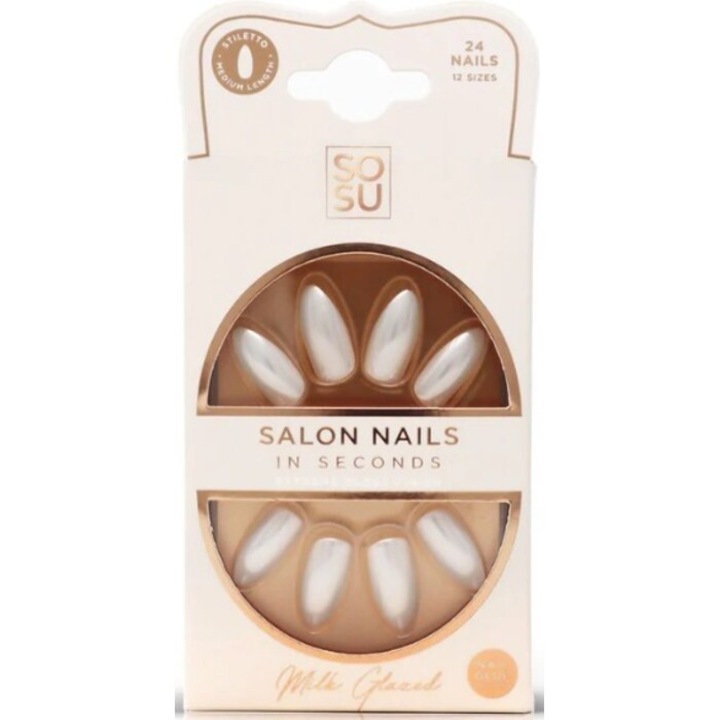 Set unghii false SOSU, Milk Salon Nails, 24 bucti