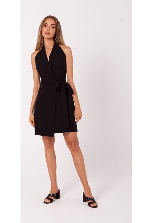 Rochie mini cu decolteu adanc, MOE, Negru, L
