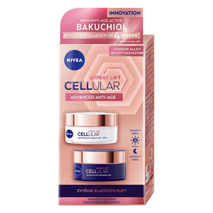 Set de creme de fata Nivea Cellular Expert Lift, pentru piele matura, de zi + noapte