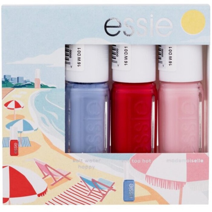 Комплект от 3 лака Essie, Mini Trio Seaside Dinner, летни, многоцветни