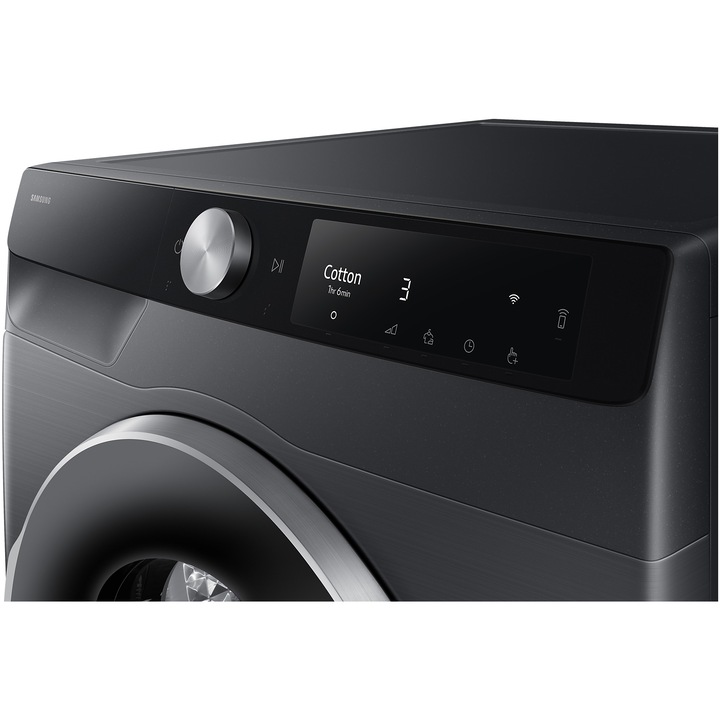 Uscator de rufe Samsung DV90T6240LB/S7, Pompa de caldura, 9 kg, Clasa A+++, Optimal Dry, Air Wash, Wifi SmartThings, AI Control, Negru