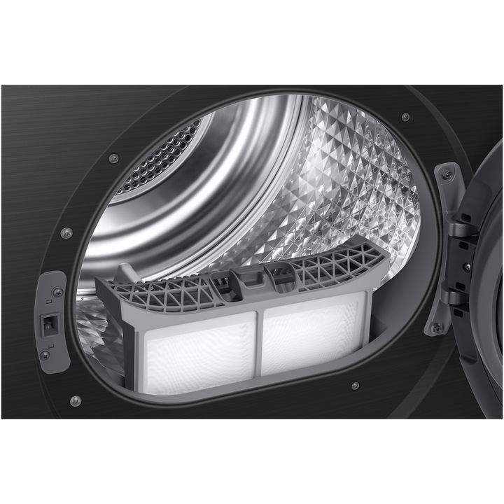 Uscator de rufe Samsung DV90T6240LB/S7, Pompa de caldura, 9 kg, Clasa A+++, Optimal Dry, Air Wash, Wifi SmartThings, AI Control, Negru
