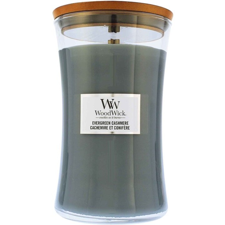 Ароматизирана свещ, WoodWick Evergreen Cashmere, зелена