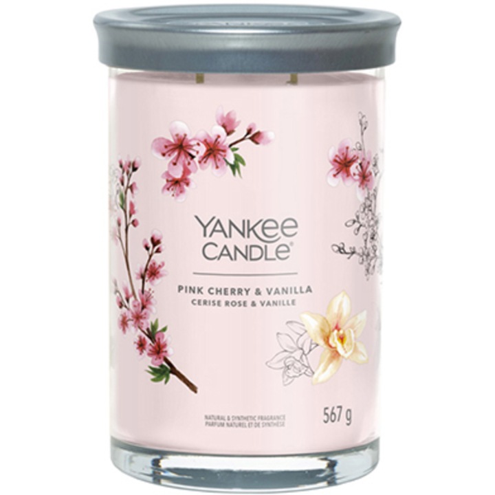 Ароматна свещ, YANKEE CANDLE Signature, Череша/Ванилия, розова 567 г