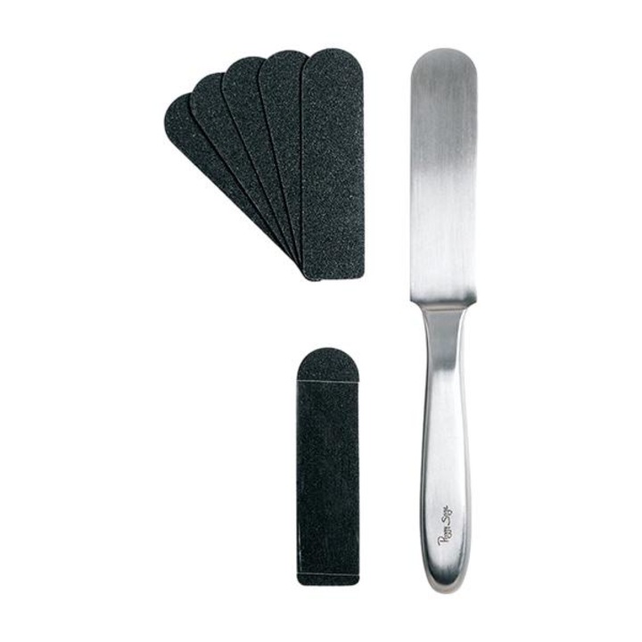 Razatoare calcaie din otel inoxidabil, Peggy Sage, 2 tipuri hartie abraziva