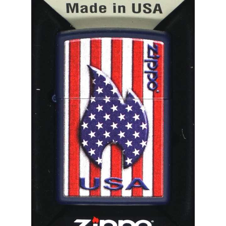 Bricheta Zippo Patriotic Flame, metal, alimentare benzina