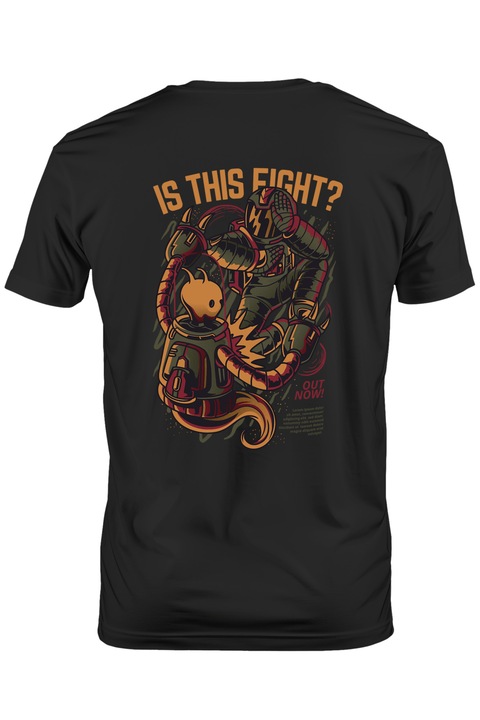 Extraterrestrial Showdown Man In Astronaut Suit, English Text Is This Fight Right!, Infinite Space, Unknown Universe, тениска за любителите на астрономията, щампа на гърба, 100% памук, черно, M