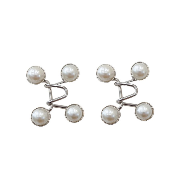 Set 2 accesorii blugi, zenzmy, Metal, Argintiu/Alb