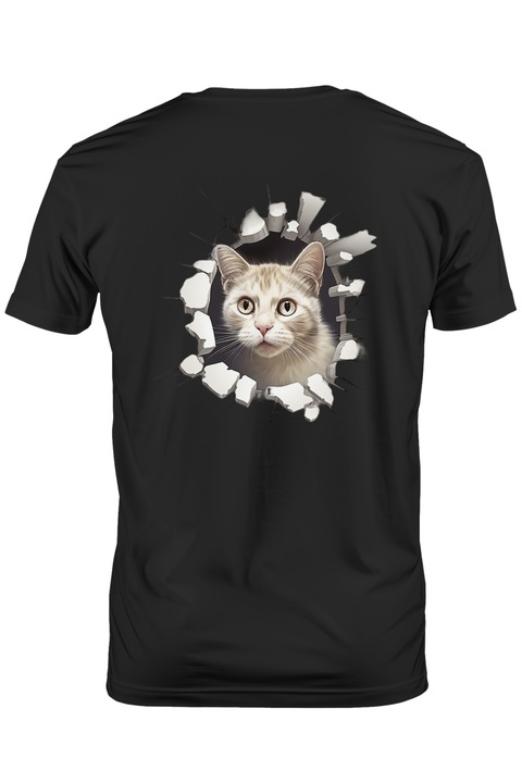 Мъжка тениска Cat Coming Out of Men's T-Shirt, Sparta, 3D дизайн,, Тъмно черно