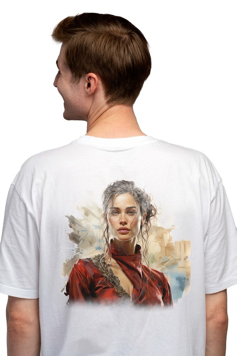 Мъжка тениска с Game of Thrones, Cersei Lannister, Fantasy, Portrait, Dress,, Чисто бяло