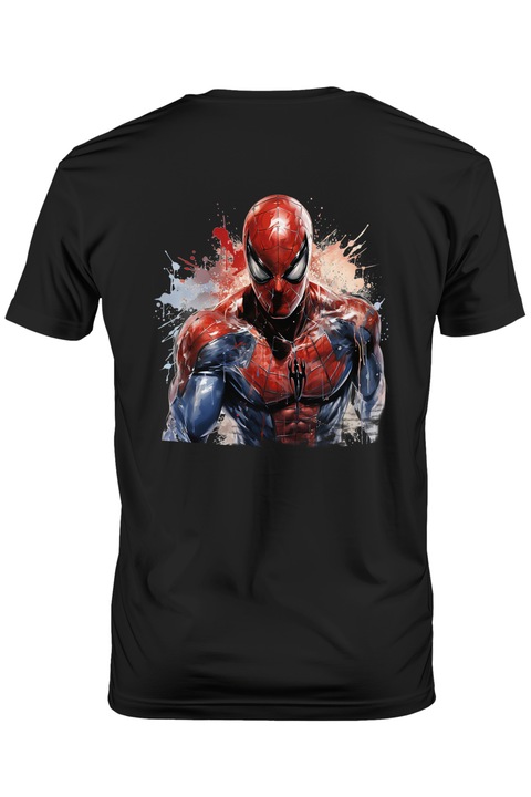 Мъжка тениска с Spider-Man, костюм, Peter Parker, Superheroes, Marvel,, Тъмно черно