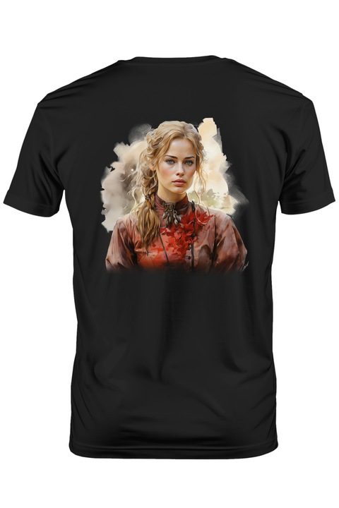 Мъжка тениска с Game of Thrones, A Song of Ice and Fire, Cersei Lannister, Queen, Fantasy,, Тъмно черно