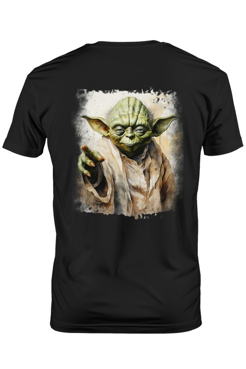 Мъжка тениска с Йода, Междузвездни войни, измислен герой, научна фантастика, джедай,, Тъмно черно