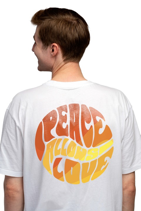 Мъжка тениска Peace, Love,, Чисто бяло