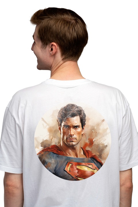 Мъжка тениска със Superman, DC, Henry Cavill, Sand, Superhero,, Чисто бяло