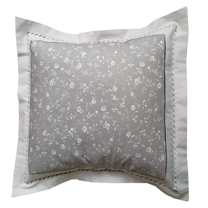 Set 2 x Fata de perna 80 cm x 80 cm, Casa Bucuriei, model Decor, gri, Bumbac 100%