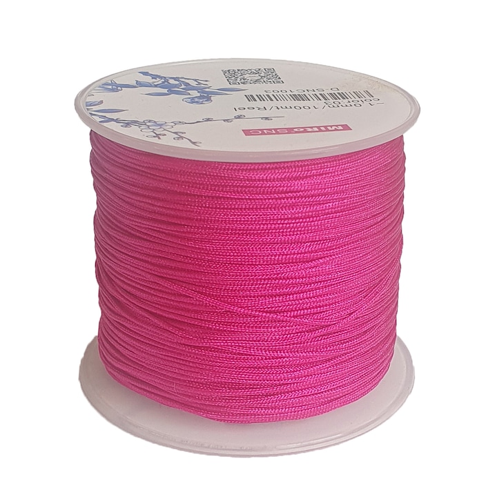 Snur suport textil pentru bijuterii handmade 1mm x 100m roz fucsia