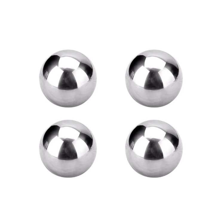 Комплект от 4 топки за охлаждане на напитки, сребърни, 2,5 см, HML57